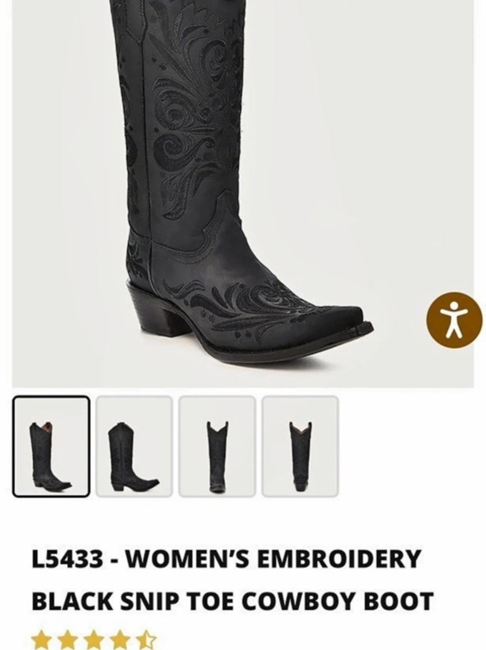 Corral Women's Embroidery Black Snip Toe Cowboy Boots! $110 OBO!